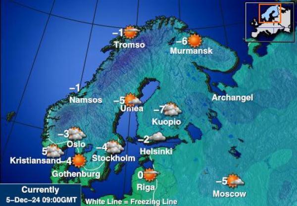 Suomi Sääennuste lämpötila kartalla 