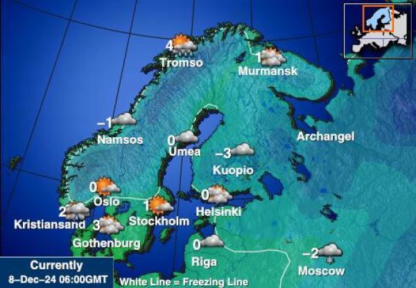 Suomi Sääennuste lämpötila kartalla 