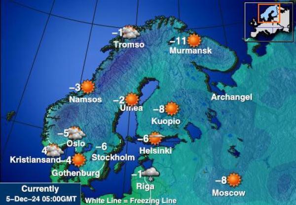 Suomi Sääennuste lämpötila kartalla 