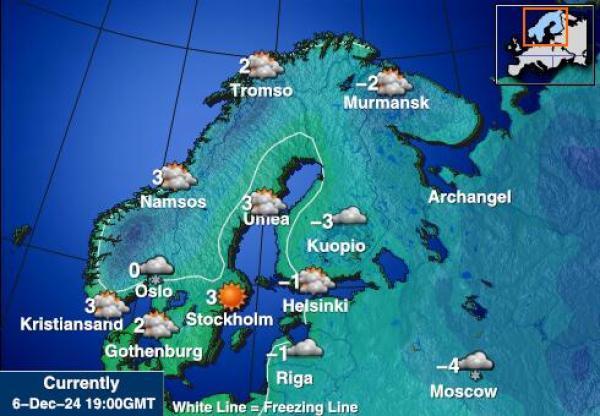 Suomi Sääennuste lämpötila kartalla 