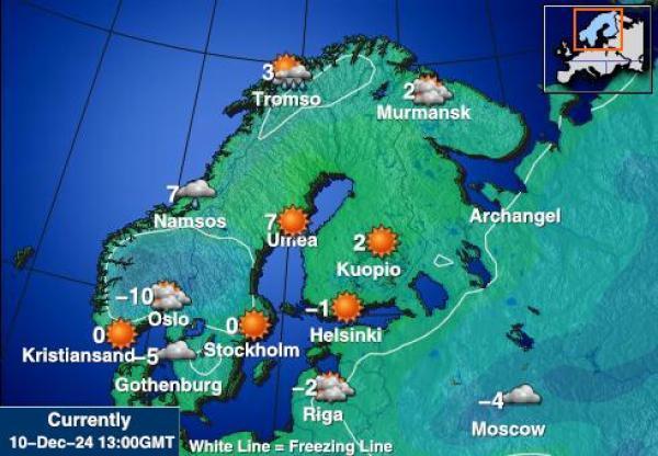 Suomi Sääennuste lämpötila kartalla 