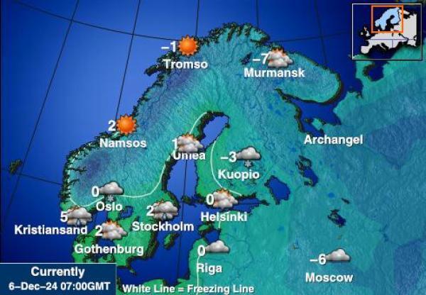 Suomi Sääennuste lämpötila kartalla 