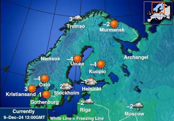 Suomi Sääennuste lämpötila kartalla 