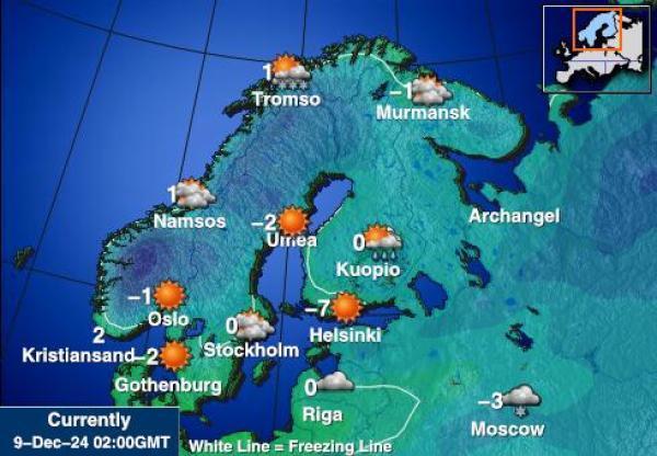 Suomi Sääennuste lämpötila kartalla 