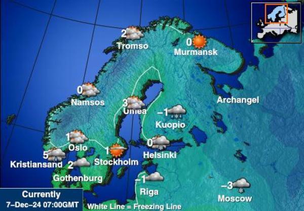 Suomi Sääennuste lämpötila kartalla 