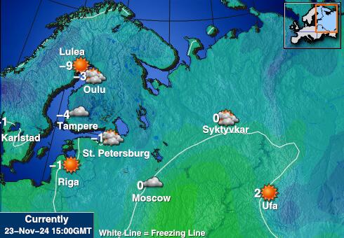 Grecja Prognoza pogody temperaturę na mapie 