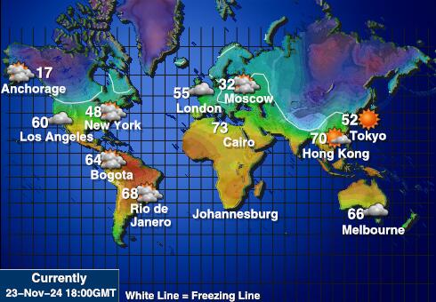 Greenland Prognoza pogody temperaturę na mapie 