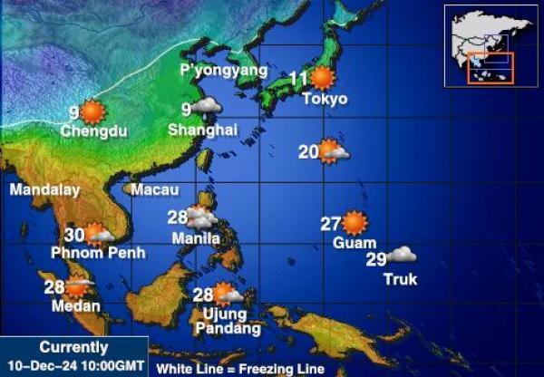 Hongkong Sääennuste lämpötila kartalla 