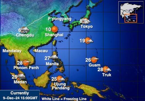 Hongkong Sääennuste lämpötila kartalla 