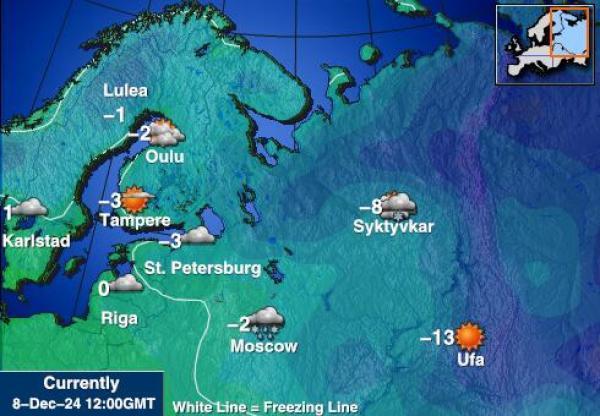 Unkari Sääennuste lämpötila kartalla 