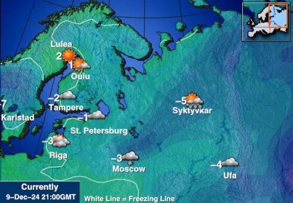 Unkari Sääennuste lämpötila kartalla 