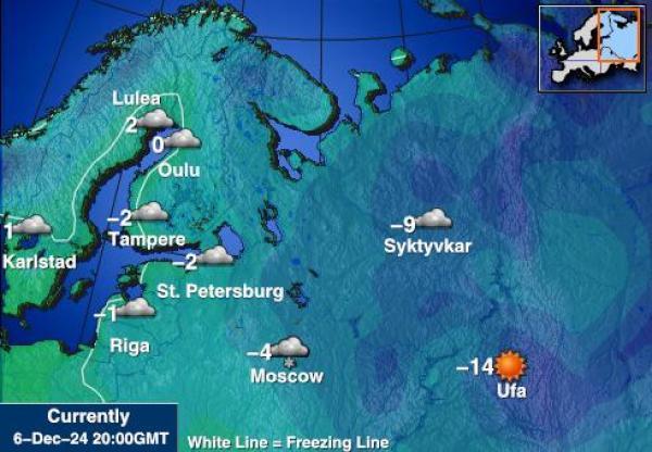 Unkari Sääennuste lämpötila kartalla 