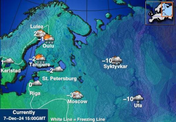 Unkari Sääennuste lämpötila kartalla 