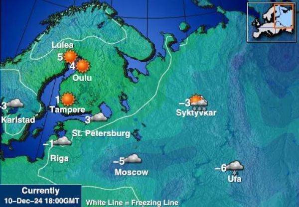 Unkari Sääennuste lämpötila kartalla 