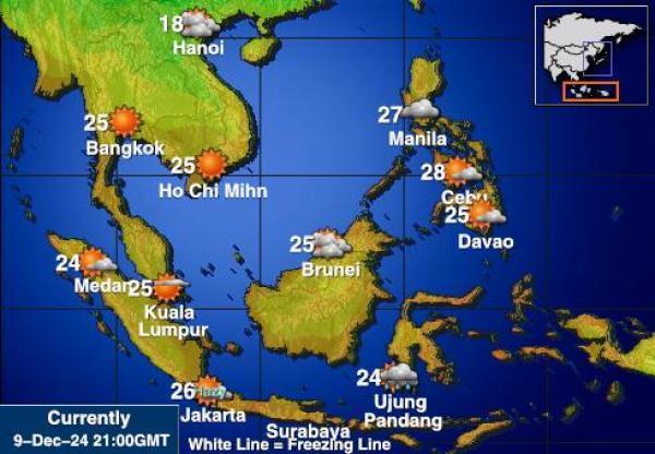 Indonesia Sääennuste lämpötila kartalla 