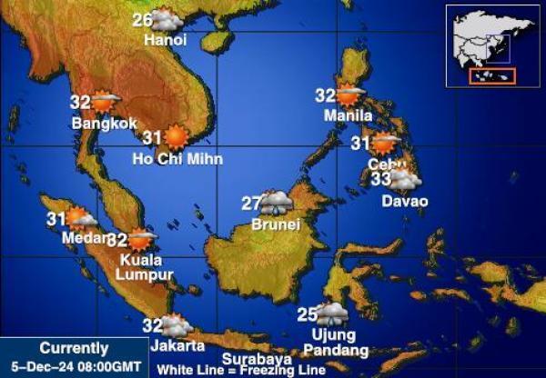 Indonesia Sääennuste lämpötila kartalla 