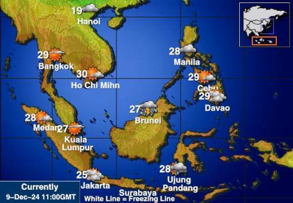 Indonesia Sääennuste lämpötila kartalla 