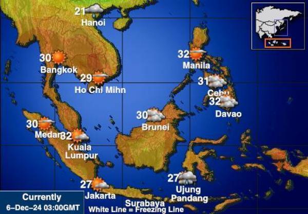 Indonesia Sääennuste lämpötila kartalla 