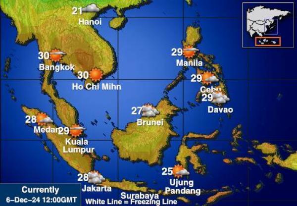 Indonesia Sääennuste lämpötila kartalla 