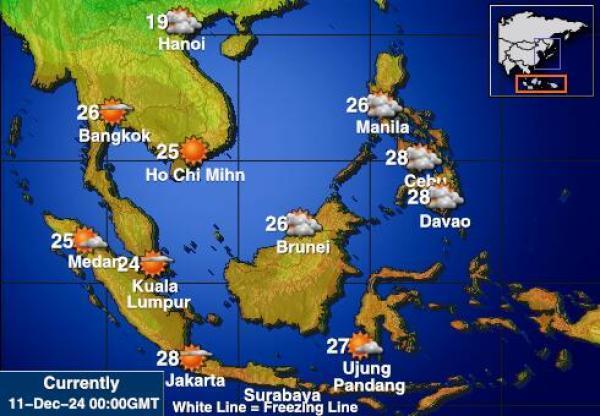 Indonesia Sääennuste lämpötila kartalla 