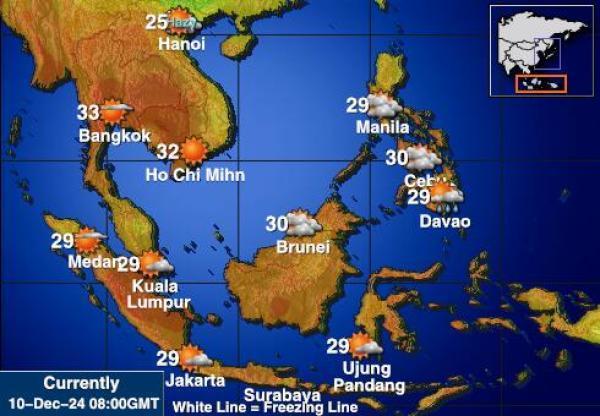 Indonesia Sääennuste lämpötila kartalla 