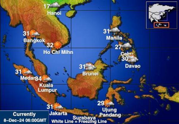 Indonesia Sääennuste lämpötila kartalla 