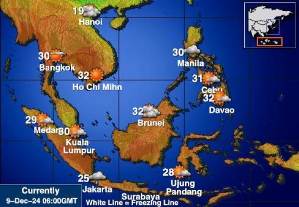 Indonesia Sääennuste lämpötila kartalla 