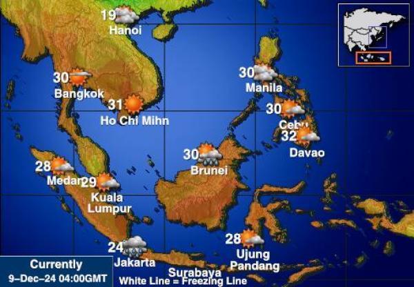 Indonesia Sääennuste lämpötila kartalla 