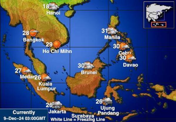 Indonesia Sääennuste lämpötila kartalla 