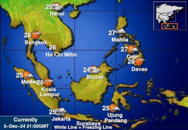 Indonesia Sääennuste lämpötila kartalla 