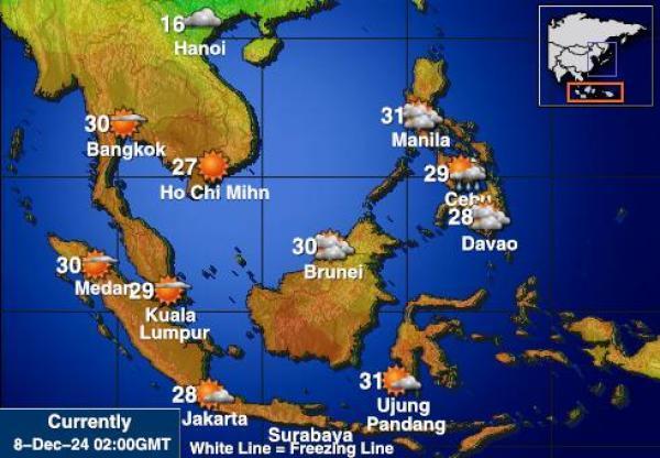 Indonesia Sääennuste lämpötila kartalla 