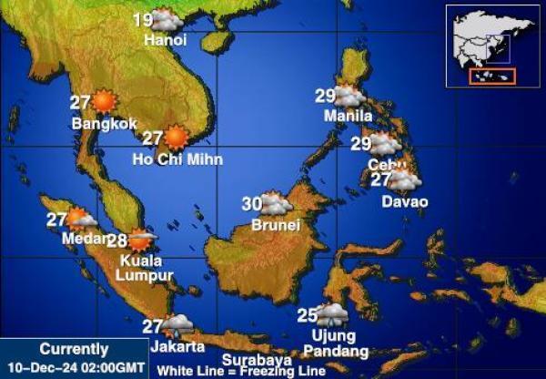 Indonesia Sääennuste lämpötila kartalla 