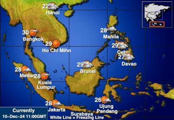 Indonesia Sääennuste lämpötila kartalla 