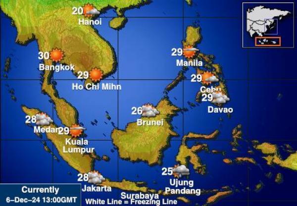 Indonesia Sääennuste lämpötila kartalla 