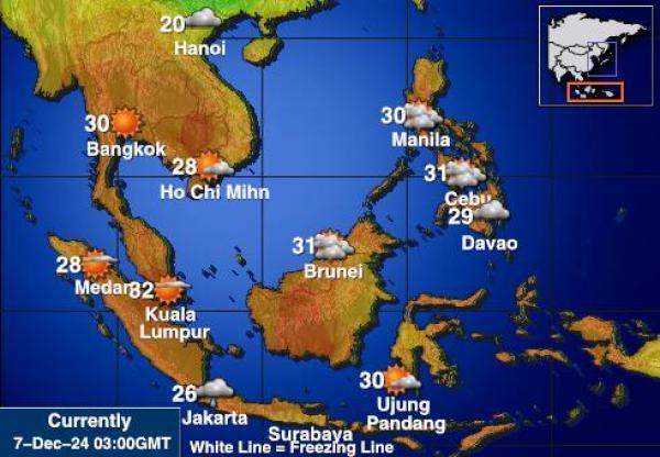 Indonesia Sääennuste lämpötila kartalla 