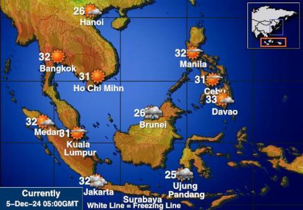 Indonesia Sääennuste lämpötila kartalla 