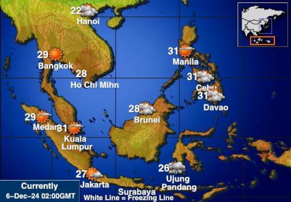 Indonesia Sääennuste lämpötila kartalla 