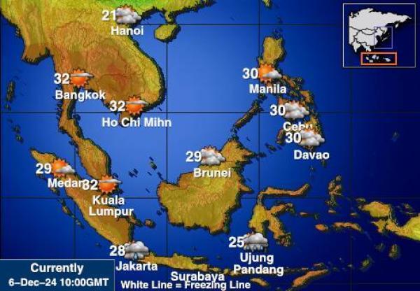 Indonesia Sääennuste lämpötila kartalla 