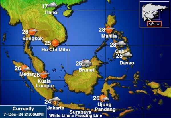 Indonesia Sääennuste lämpötila kartalla 