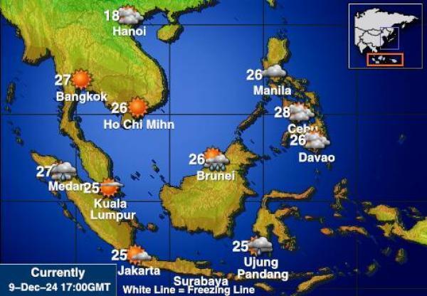 Indonesia Sääennuste lämpötila kartalla 