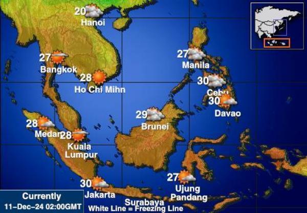 Indonesia Sääennuste lämpötila kartalla 