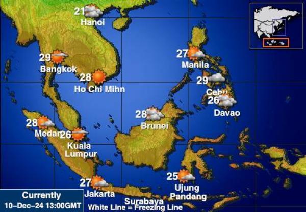 Indonesia Sääennuste lämpötila kartalla 