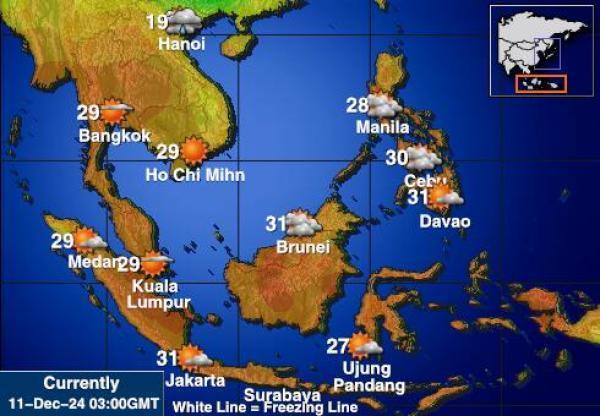 Indonesia Sääennuste lämpötila kartalla 