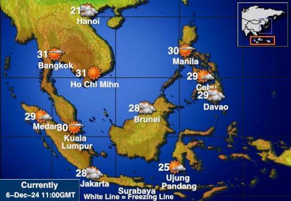 Indonesia Sääennuste lämpötila kartalla 