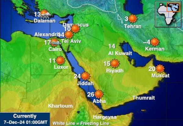 Iran Sääennuste lämpötila kartalla 