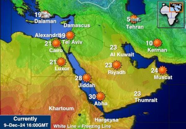 Iran Sääennuste lämpötila kartalla 