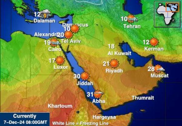 Iran Sääennuste lämpötila kartalla 