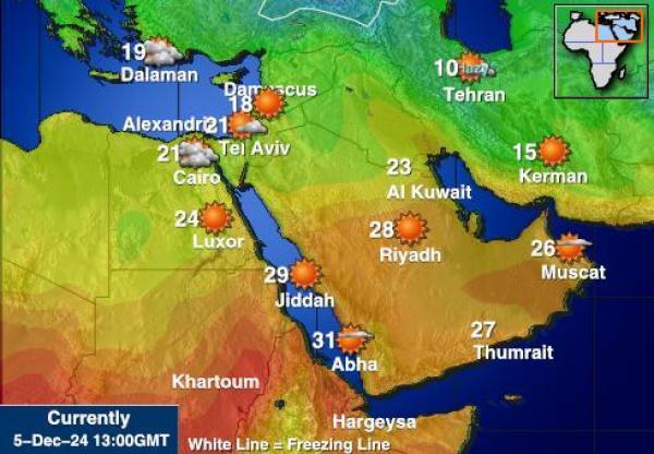 Iran Sääennuste lämpötila kartalla 