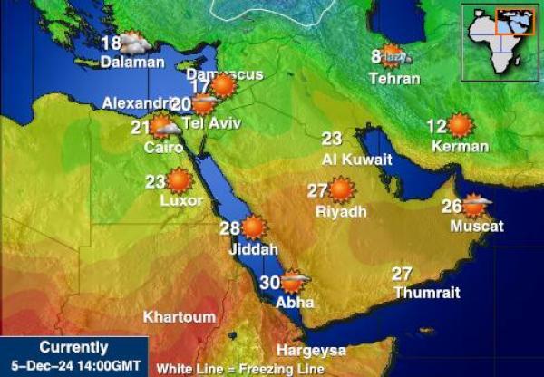 Iran Sääennuste lämpötila kartalla 