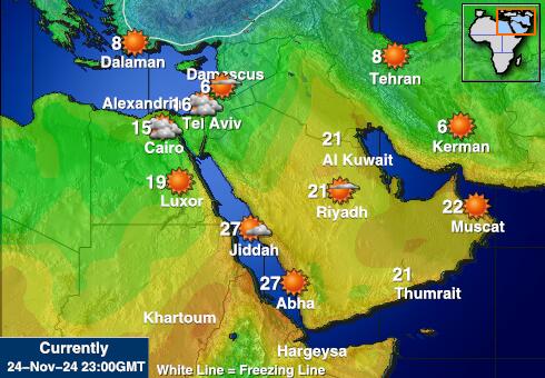 Israël Weersverwachting Temperatuur Kaart 